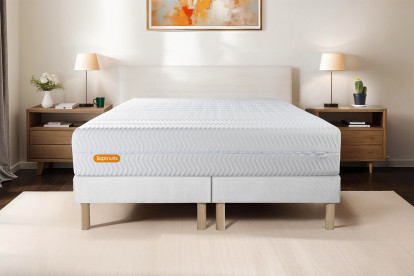 Ensemble Matelas Sommier 200x200 cm - 2 Sommiers Blanc - Memo Bio