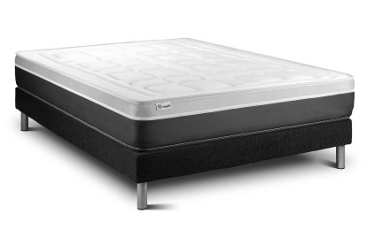 Ensemble Matelas Sommier 150x190 cm - Sommier Noir (en kit) - Vital Soft