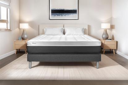 Ensemble Matelas Sommier 120x190 cm - Sommier Gris (en kit) - Vital Soft