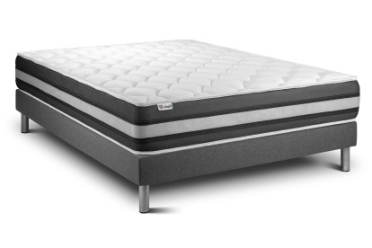 Ensemble Matelas Sommier 130x200 cm - Sommier Gris (en kit) - Vitalspring Zen
