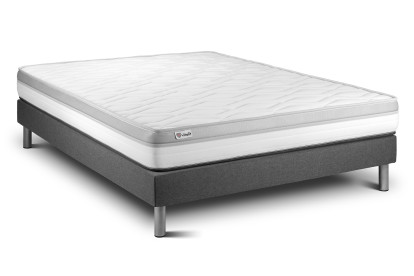 Ensemble Matelas Sommier 140x220 cm - Sommier Gris (en kit) - Vital Relax