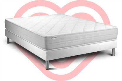 Ensemble Matelas Sommier 150x190 cm - Sommier Blanc (en kit) - Vitalmemo