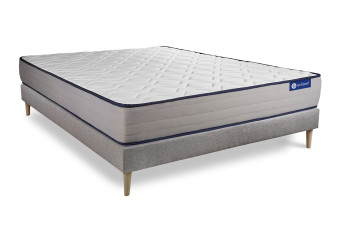 Ensemble Matelas Sommier 135x200 cm - Sommier Gris (en kit) - Actilatex Form