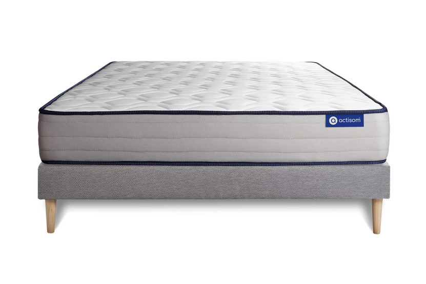 Ensemble Matelas Sommier 130x210 cm - Sommier Gris (en kit) - Actilatex Form