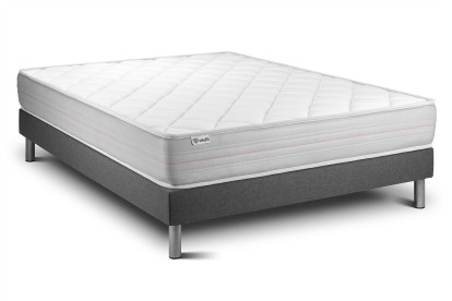 Ensemble Matelas Sommier 135x190 cm - Sommier Gris (en kit) - Vitalmemo
