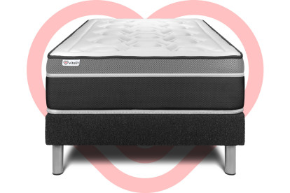 Ensemble Matelas Sommier 120x200 cm - Sommier Noir (en kit) - Vital Care