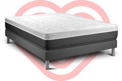 Ensemble Matelas Sommier 180x220 cm - Sommier Gris (en kit) - Vital Soft
