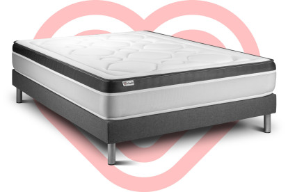Ensemble Matelas Sommier 160x190 cm - Sommier Gris (en kit) - Vital Ergo