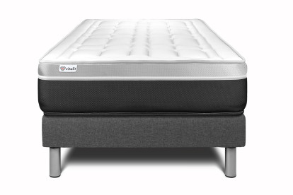 Ensemble Matelas Sommier 120x190 cm - Sommier Gris (en kit) - Vital Soft