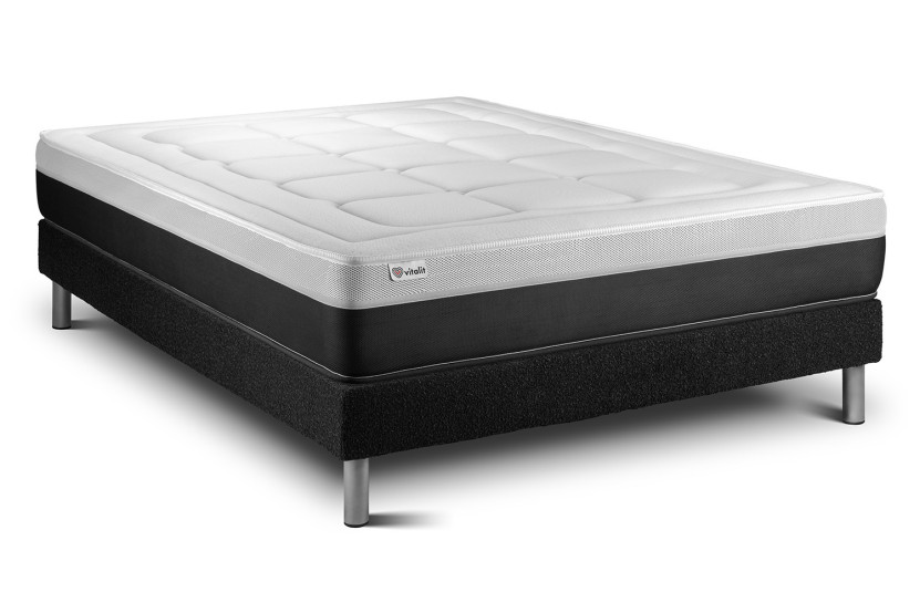 Ensemble Matelas Sommier 135x200 cm - Sommier Noir (en kit) - Vital Form