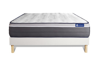 Ensemble Matelas Sommier 130x210 cm - Sommier Blanc (en kit) - ActiMemo Plus