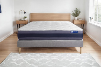 Ensemble Matelas Sommier 160x220 cm - Sommier Gris (en kit) - Actilatex Morpho