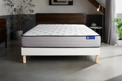 Ensemble Matelas Sommier 120x195 cm - Sommier Blanc (en kit) - Actilatex Form