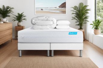 Pack lit complet 200x200 cm - Matelas + 2 Sommiers Blancs + 2 oreillers + Couette - Biocare Pack lit complet 200x200 cm - Matelas + 2 Sommiers Blancs + 2 oreillers + Couette - Biocare