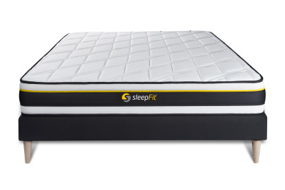 Ensemble Matelas Sommier 120x220 cm - Sommier Noir (en kit) - Soft