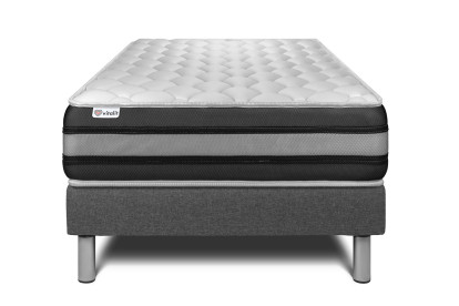 Ensemble Matelas Sommier 120x200 cm - Sommier Gris (en kit) - Vitalspring Zen