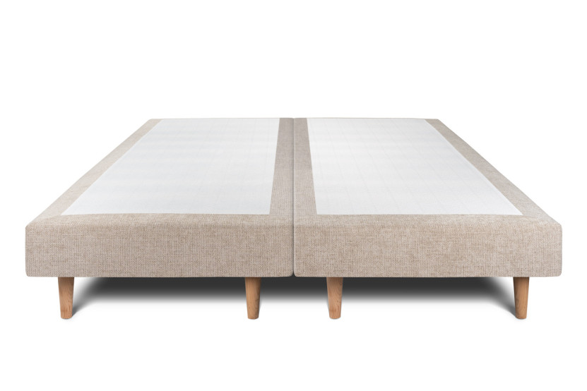 Lit 2x80x200 cm avec Tête de lit capitonnée - Tissu Toile natté