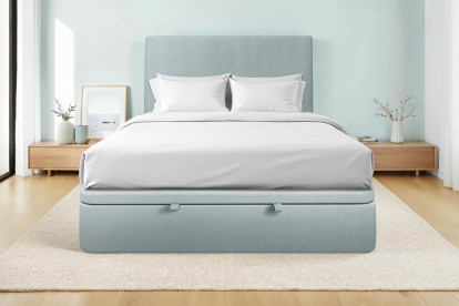 Sommier Coffre 200x200 cm - Velours - Gris bleuté