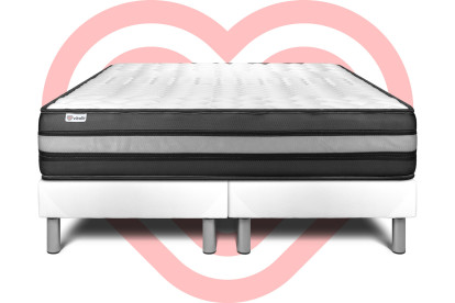 Ensemble Matelas Sommier 160x200 cm - 2 Sommiers Blanc - Vital Power Zen