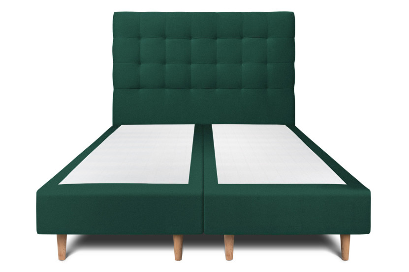 Lit 2x80x200 cm avec Tête de lit capitonnée - Tissu Velours