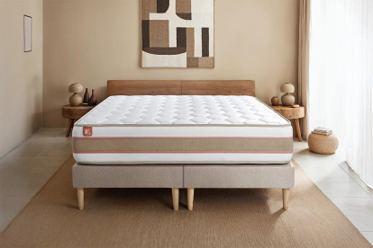 Pack lit complet 180x200 cm - Matelas + 2 Sommiers Beiges + 2 oreillers + Couette - Le Délicat