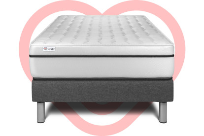Ensemble Matelas Sommier 90x190 cm - Sommier Gris (en kit) - Vital Spa