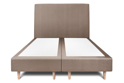 Lit 2x 100x200 cm - Sommier tapissier H35 cm + tête de lit tapissée - Tissu Velours Taupe