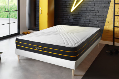 Ensemble Matelas Sommier 140x190 cm - Sommier Blanc (déjà monté) - Ultra
