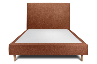 Lit 160x200 cm - Sommier tapissier H35 cm + tête de lit tapissée - Tissu Bouclette Terracotta