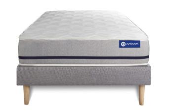 Ensemble Matelas Sommier 90x190 cm - Sommier Gris (en kit) - Actiflex Soft