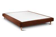 Lit 135x190 cm - Sommier tapissier H29 cm + tête de lit à lignes - Tissu Bouclette Terracotta Lit 135x190 cm - Sommier tapissier H29 cm + tête de lit à lignes - Tissu Bouclette Terracotta