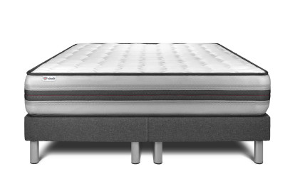 Ensemble Matelas Sommier 160x200 cm - 2 Sommiers Gris - Vitalpower Recover