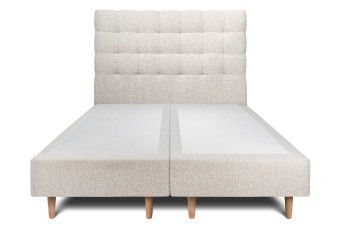 Lit 2x80x200 cm avec Tête de lit capitonnée - Tissu Bouclette