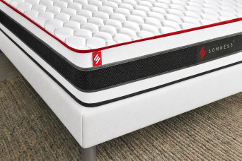 Ensemble Matelas Sommier 90x200 cm - Sommier Blanc (déjà monté) - Energy