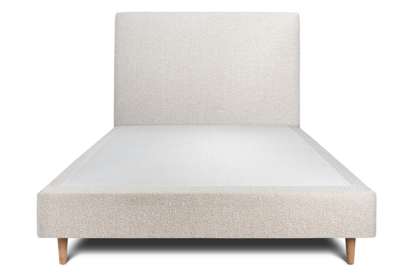 Lit 150x190 cm avec Tête de lit tapissée - Tissu Bouclette