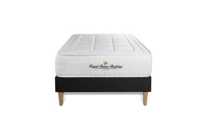Ensemble Matelas Sommier 90x190 cm - Sommier Noir (déjà monté) - Balmoral