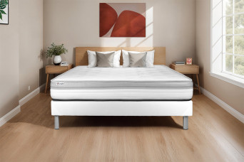 Ensemble Matelas Sommier 200x200 cm - Sommier Blanc (en kit) - Vital Relax