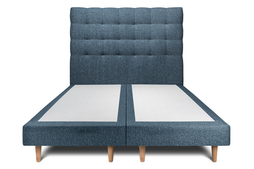 Lit 2x100x200 cm avec Tête de lit capitonnée - Tissu Bouclette