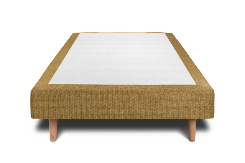 Lit 90x190 cm avec Tête de lit tapissée - Tissu Toile natté