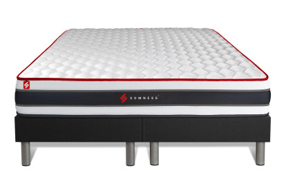 Ensemble Matelas Sommier 160x200 cm - 2 Sommiers Noir - Energy