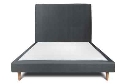 Lit 160x200 cm - Sommier tapissier H29 cm + tête de lit tapissée - Tissu Velours Gris Anthracite