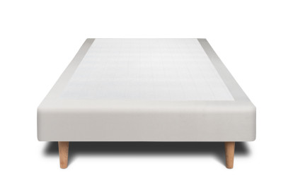 Lit 90x190 cm - Sommier tapissier H29 cm + tête de lit capitonnée - Tissu Velours Gris Clair