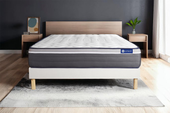 Ensemble Matelas Sommier 140x190 cm - Sommier Blanc (en kit) - ActiMemo Plus