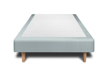 Lit 90x190 cm - Sommier tapissier H29 cm + tête de lit tapissée - Tissu Velours Gris Bleuté