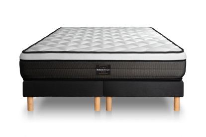 Ensemble Matelas Sommier 200x200 cm - 2 Sommiers Noirs (déjà monté) - Suite