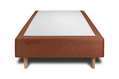 Lit 90x200 cm - Sommier tapissier H35 cm + tête de lit tapissée - Tissu Bouclette Terracotta