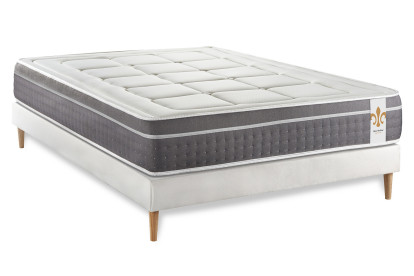 Ensemble Matelas Sommier 200x200 cm - Sommier Blanc (en kit) - Trente