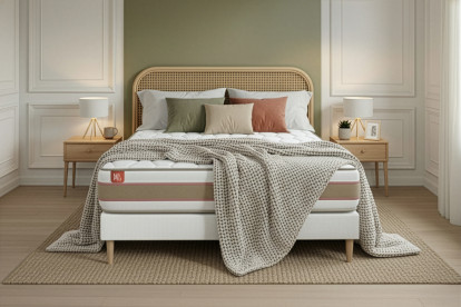 Ensemble Matelas Sommier 90x200 cm - Sommier Blanc (en kit) - Le Délicat