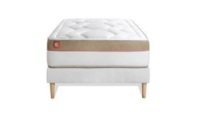 Ensemble Matelas Sommier 90x200 cm - Sommier Blanc (en kit) - Le Cosy