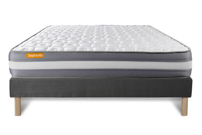 Ensemble Matelas Sommier 140x200 cm - Sommier Gris (déjà monté) - Memo Plus